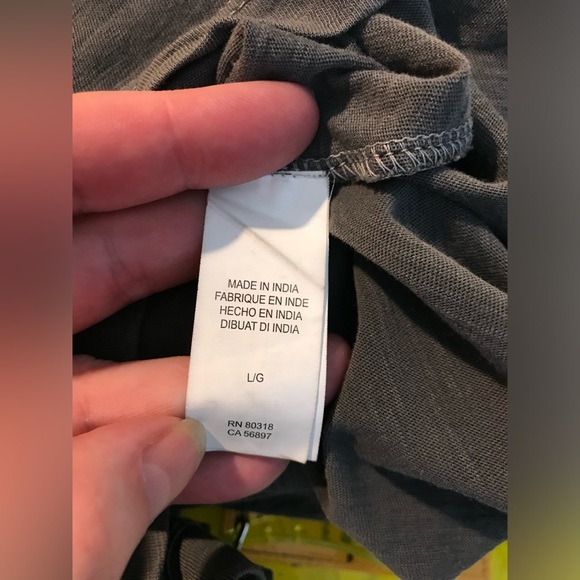 LUCKY BRAND Embroidered Top Shirt Peasant Blouse Pleated Gray Slub Boho 3/4 Slv - Picture 10 of 10